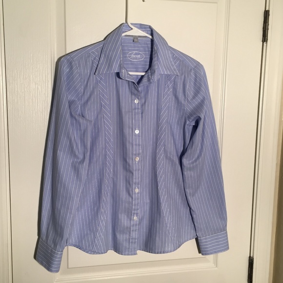 FOXCROFT Nordstrom Top Size 4 Blue & White - Picture 2 of 5